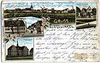Postkarte mit dem Titel Gruß aus Everswinkel, mit vier gezeichneten Motiven