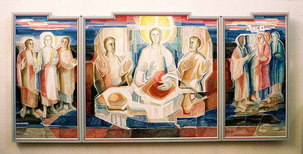 Triptychon  in der Kapelle in einem Altenwohnheim in Hagen. Die Emmaus–Jünger 