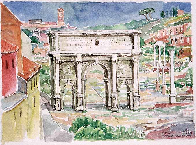 Das Forum Romanum in Rom, der Triumphbogen des Septimus Severus