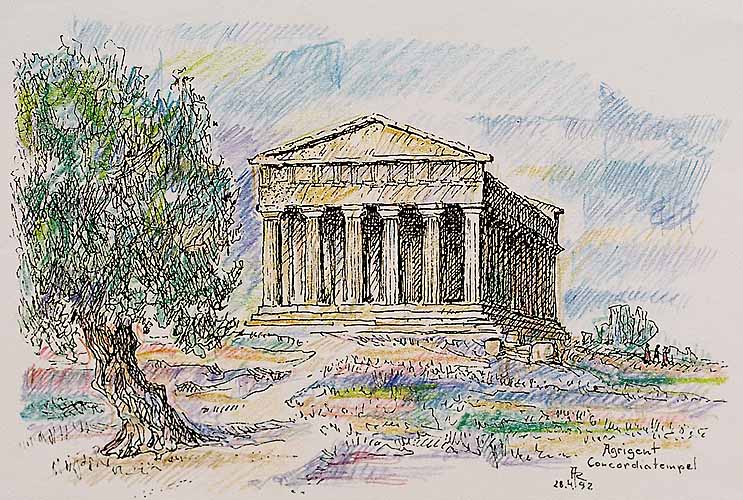 Der  Concordia–Tempel in Agrigent