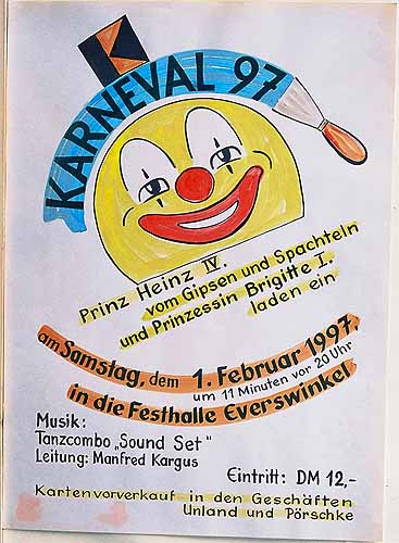 Plakat zum Kolping–Karnevalsfest 1997