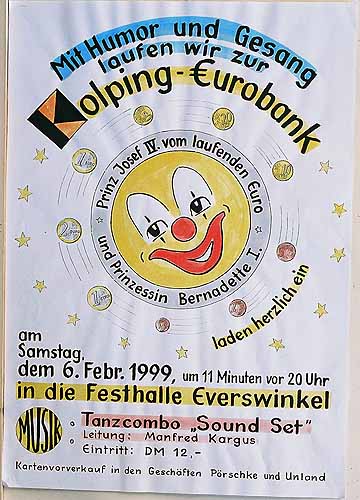 Plakat zum Kolping–Karnevalsfest 1999