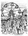 Die Vitus-Kirmes an der Bergstraße dargestellt mit Riesenrad und Verkaufsständen 