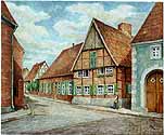 Ansicht der Warendorfer Straße mit dem Fachwerkhaus Rodenburg 