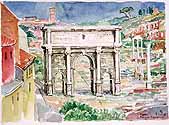 Das Forum Romanum in Rom, der Triumphbogen des Septimus Severus